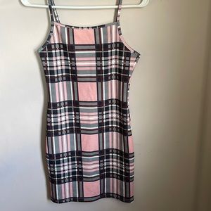 Blush mark pink plaid bodycon dress size small